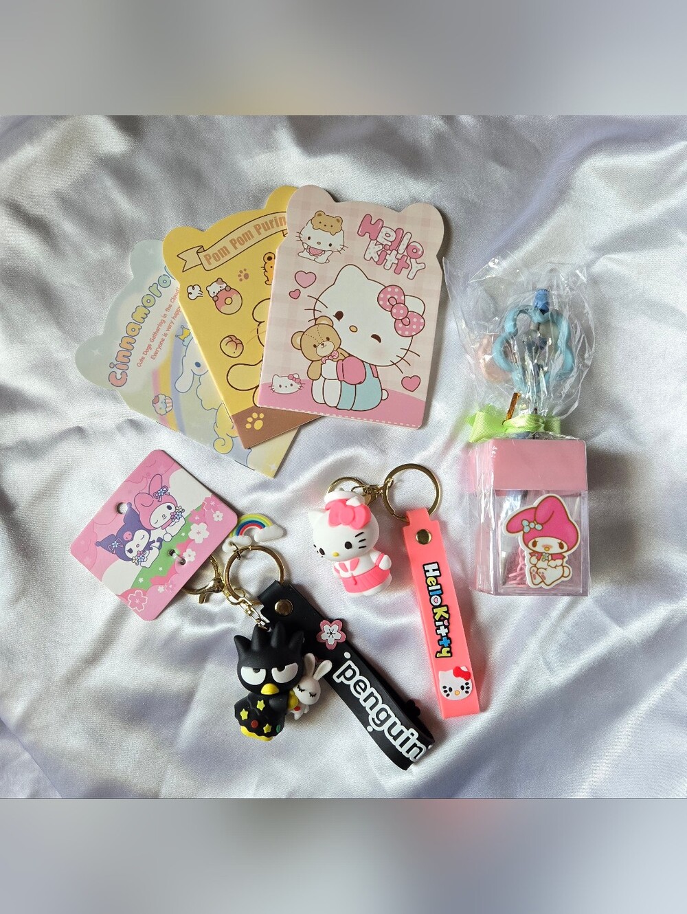Sanrio Hello Kitty & Friends Keychain, Pen and Paperclip Set and Notebooks